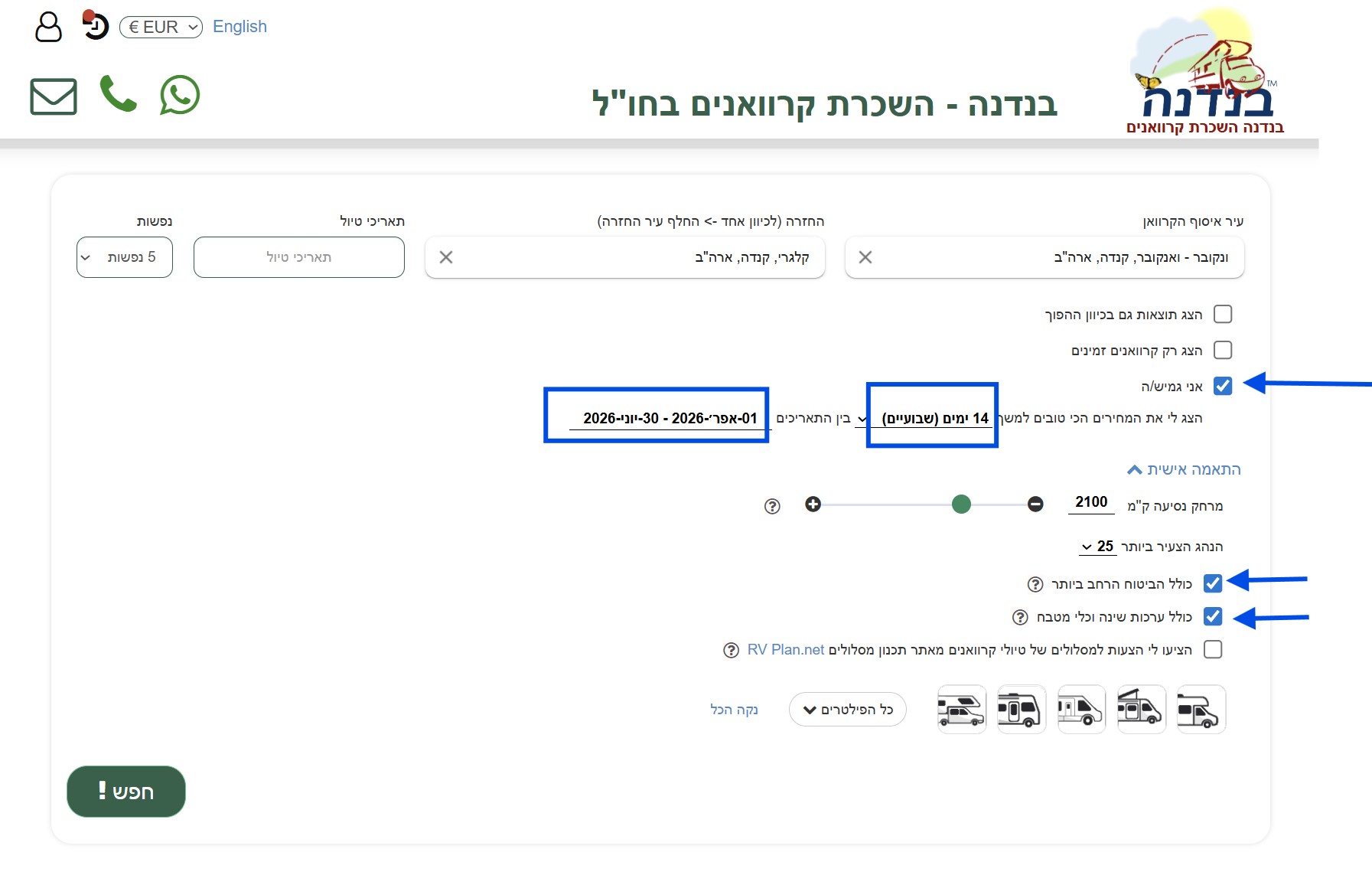 השכרת קרוואן בקנדה מחיר הכי טוב